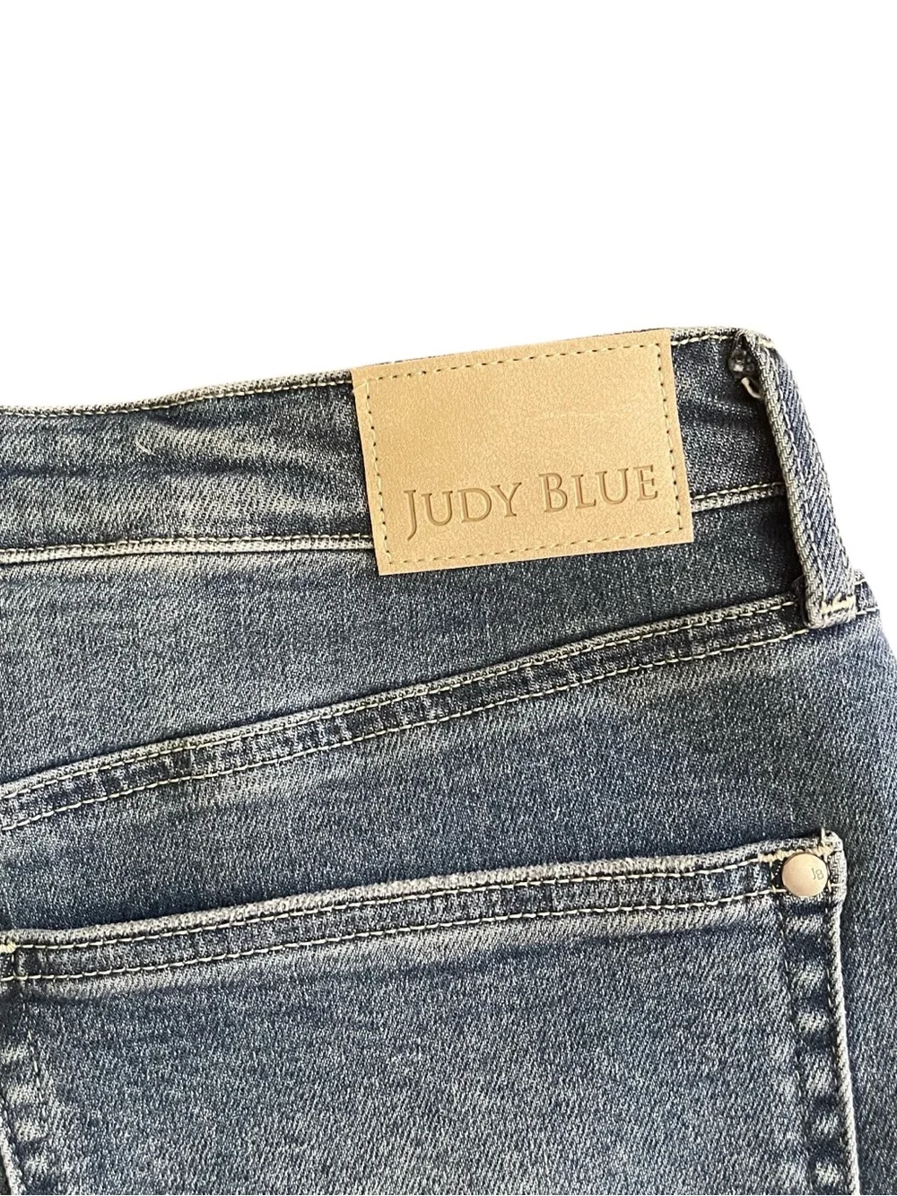 Judy Blue Light Wash Long Denim Cutoff Shorts